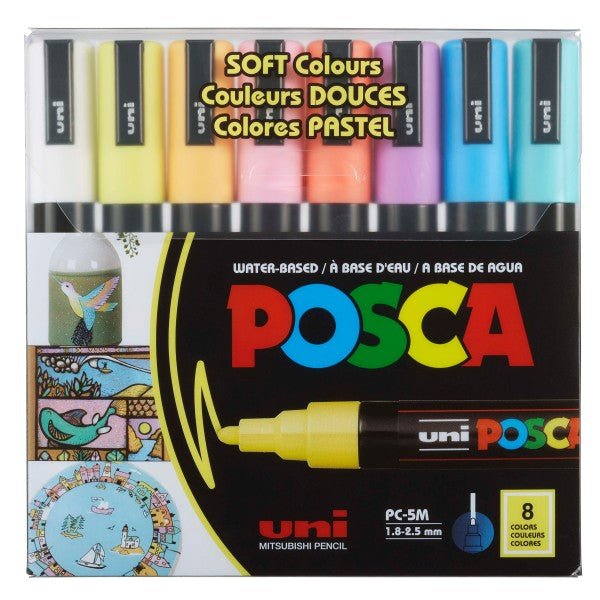 3 kinds of Uni Posca 【WHITE】Paint Marker Pen Extra Fine 0.7mm / Fine Point  0.9-1.3mm / Medium Point 1.8-2.5mm & Our Shop Sticky note / VALUE SET!!!