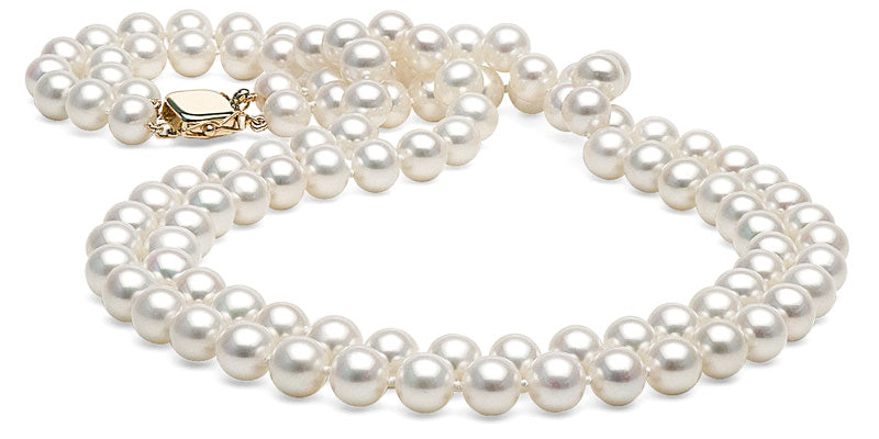 White Freshwater Double Strand Pearl Necklace, 7.5-8.0mm