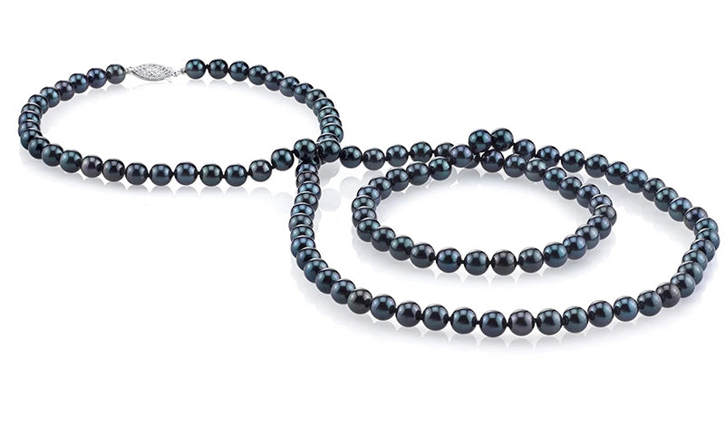 Long Black Akoya Pearl Necklace