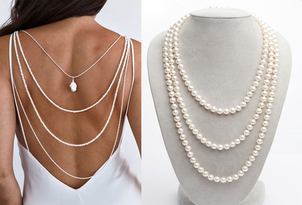 Pearl Rope Necklace for Backless Dress