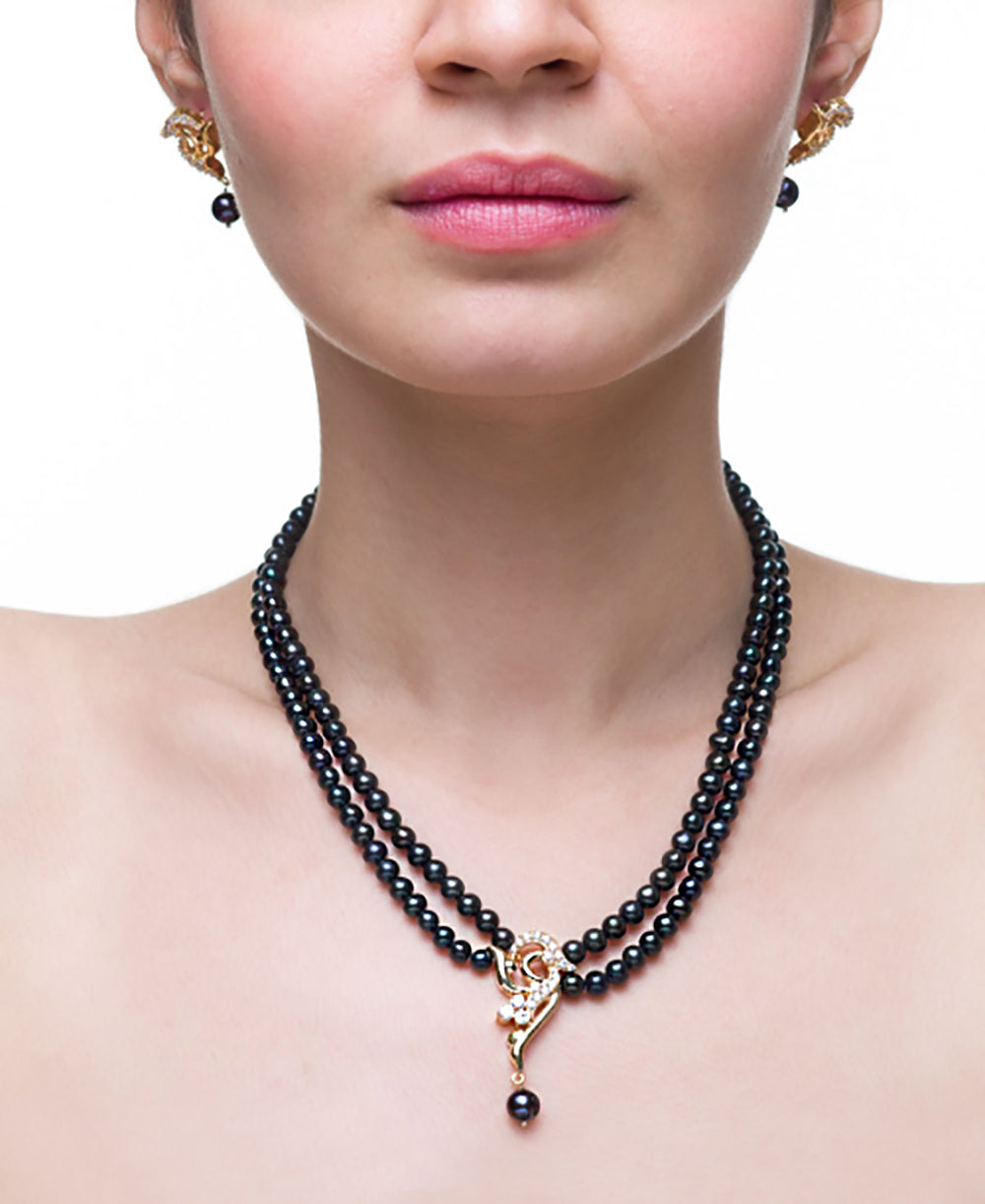 Double Strand Black Akoya Pearl Necklace