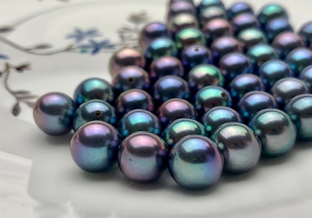 Black Freshwater Pearls Showing Blue and Blue-Green Colors