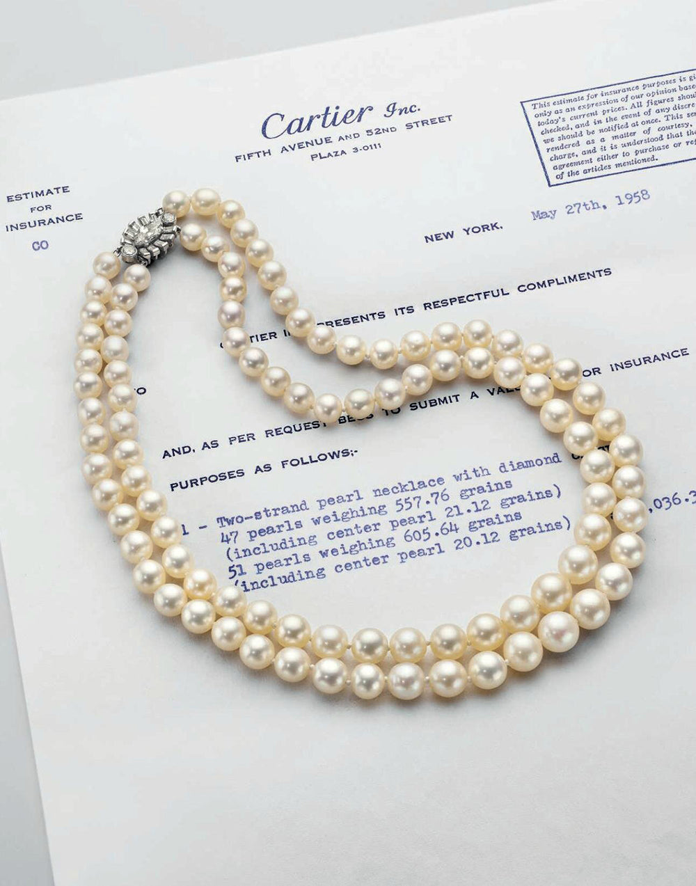 Top Ten Most Expensive Pearls Ever Sold: Cartier Double Strand Natural Pearl Necklace