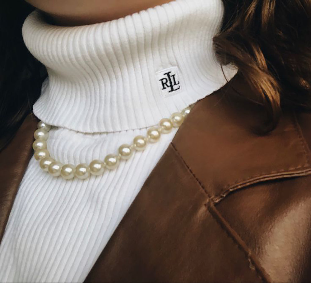 Fall 2022 Pearl Jewelry Trends: Classic Pearl Necklace Ralph Lauren