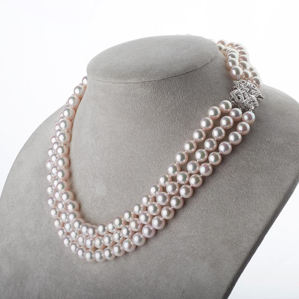 Triple Strand Akoya Pearl Necklace