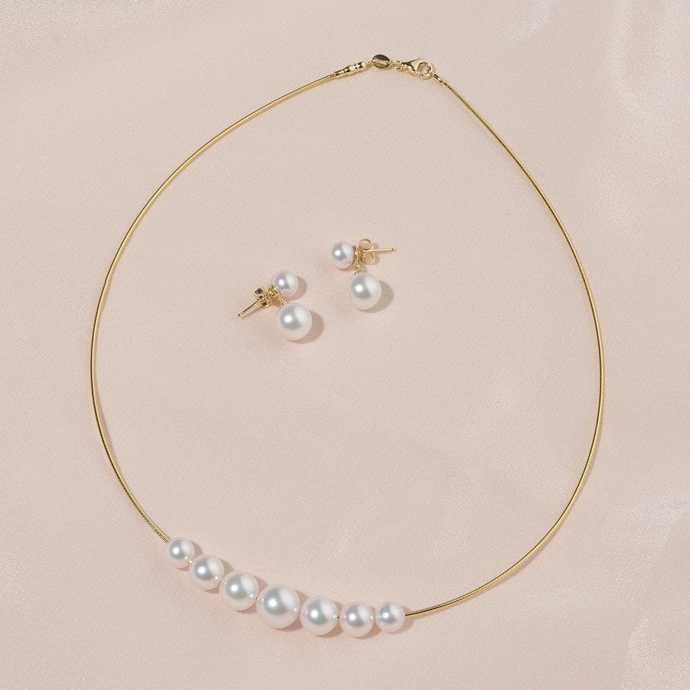 New Custom Design Akoya Pearl Necklace and Earrings Set by Pure Pearls