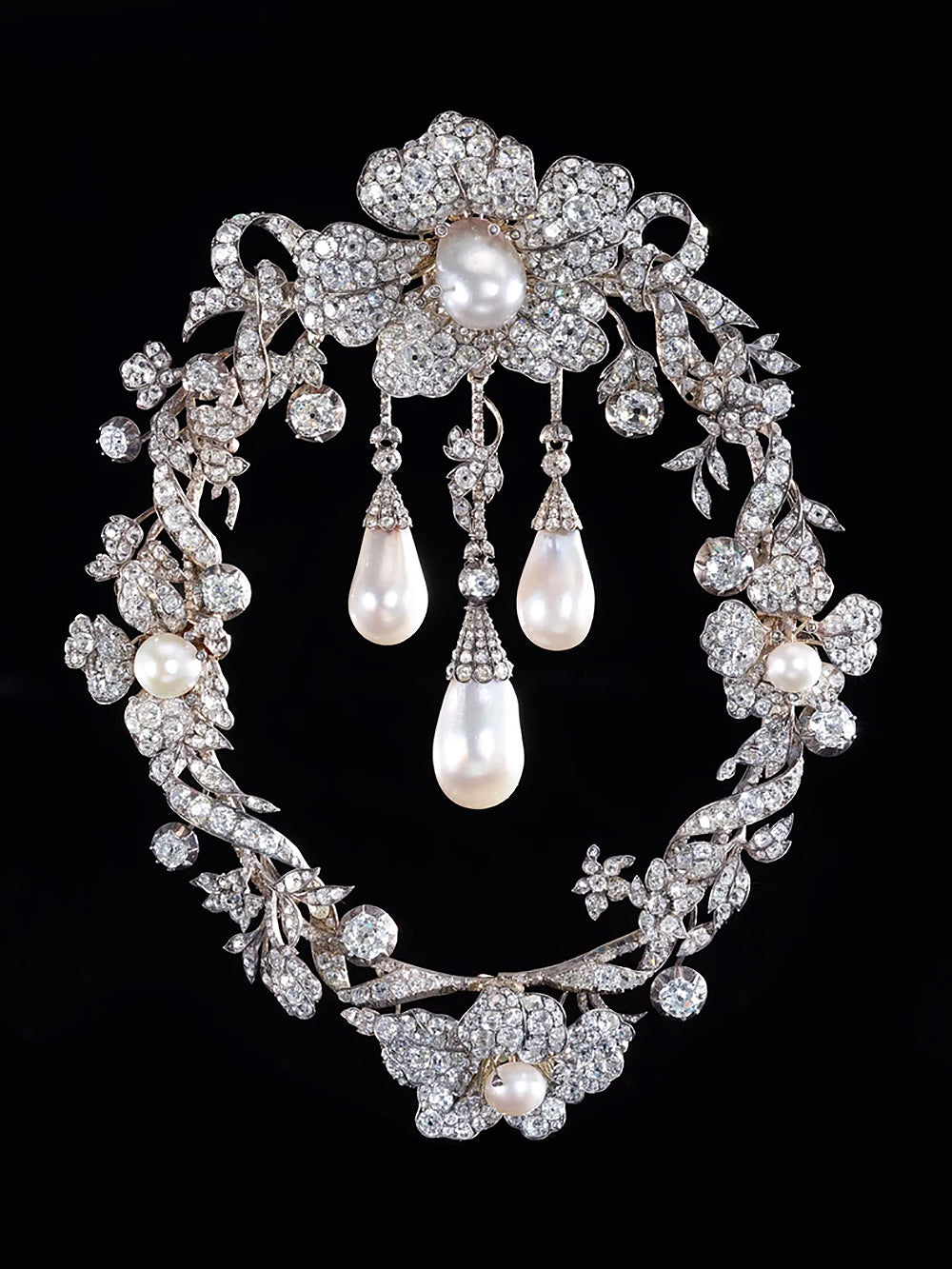 Pearl Jewelry Auctions 2023: Natural Pearl and Diamond Devant des Corsage