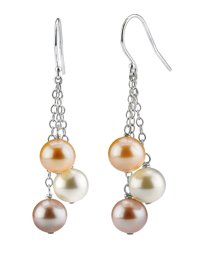 View Product Details: Multi-Color Freshwater Pearl Cluster Dangle Earrings