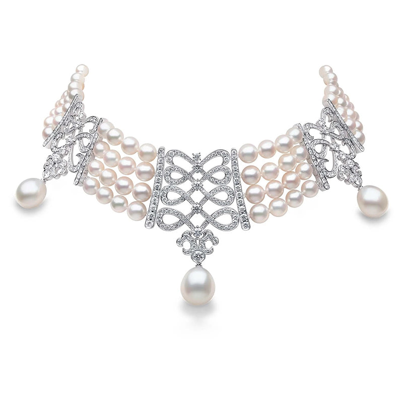 Pure Inspiration: Japanese Akoya, White South Sea Pearl and Diamond 'Regency' Choker, Jewelry by Yoko London