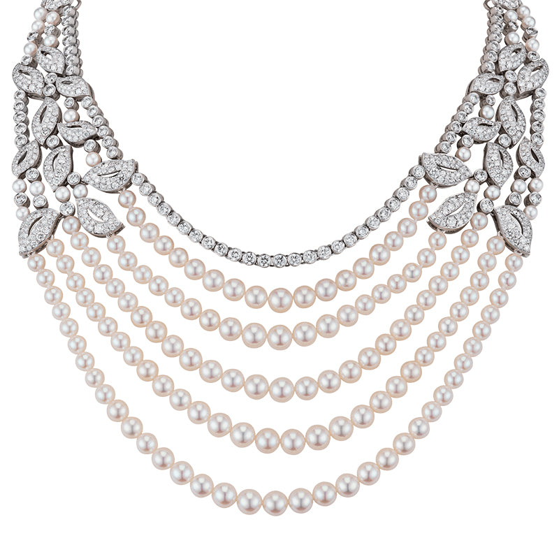 Pure Inspiration: Rose Garden High Jewellery Pearl Necklace, 190 Freshwater Pearls, 27cttw Diamonds, 18K White Gold, Jewelry by Garrard