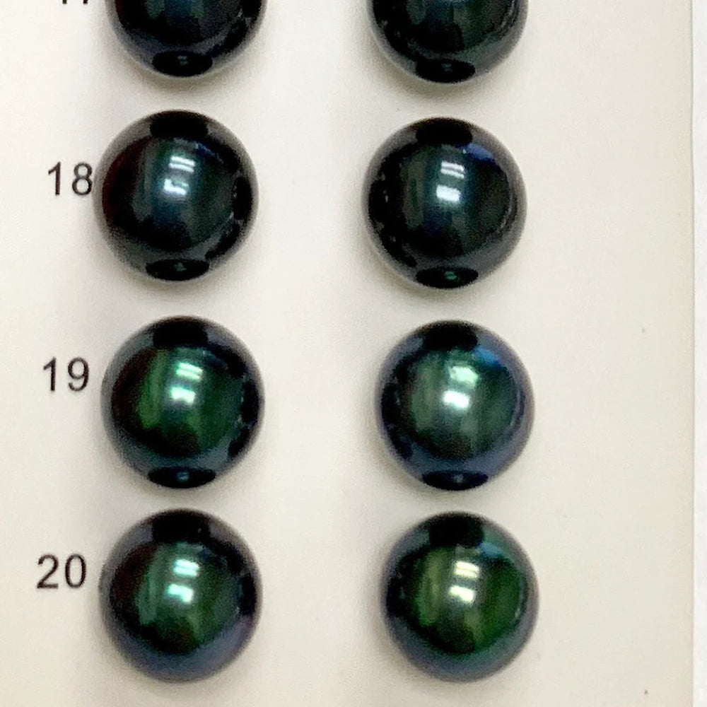 Black Akoya Pearls Showing Greenish-Black Overtones