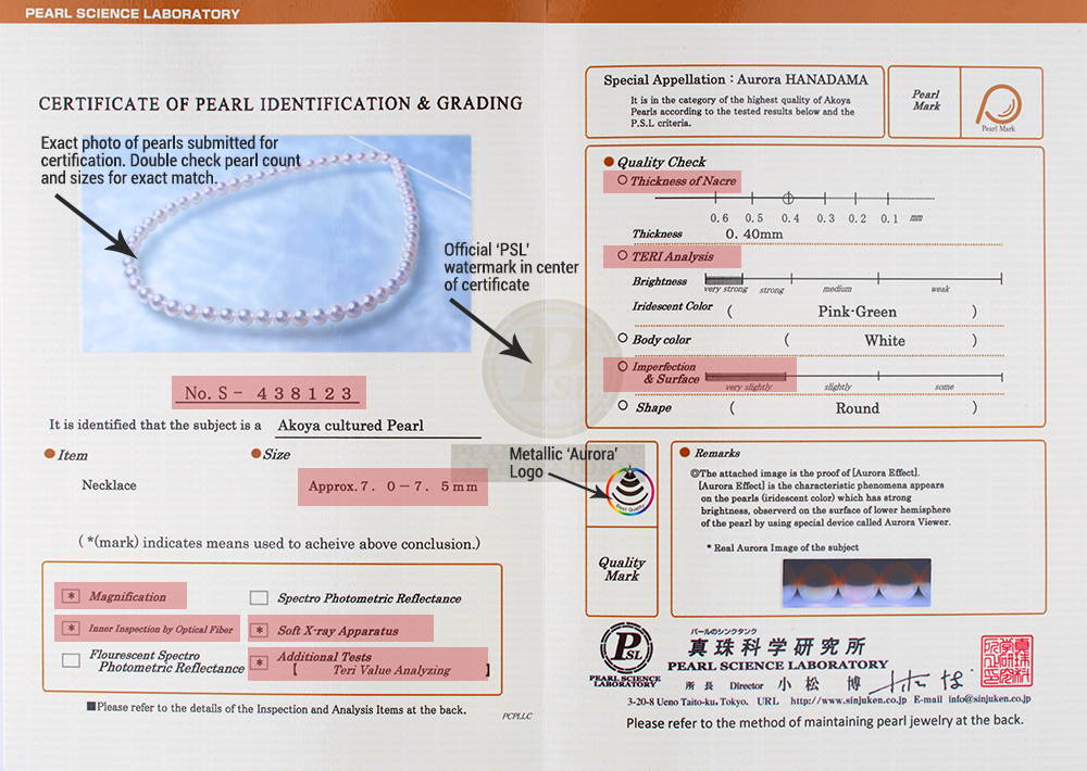 Hanadama Pearl Certificate Examination