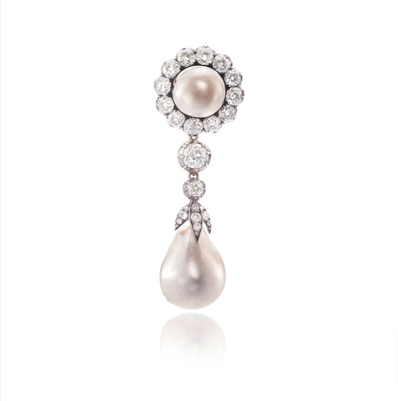 Pearl Jewelry Auctions 2023: Natural Pearl and Diamond Brooch