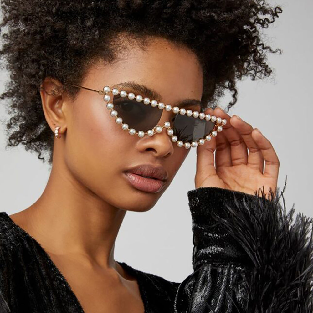 Fall 2022 Pearl Jewelry Fashion Trends: Pearl Embellished Sunglasses by Gucci