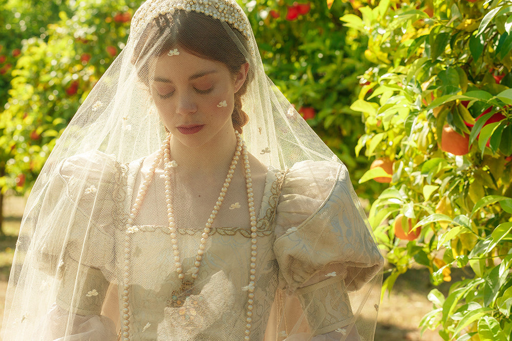 Queen Catherine Wedding Day Pearls and Veil