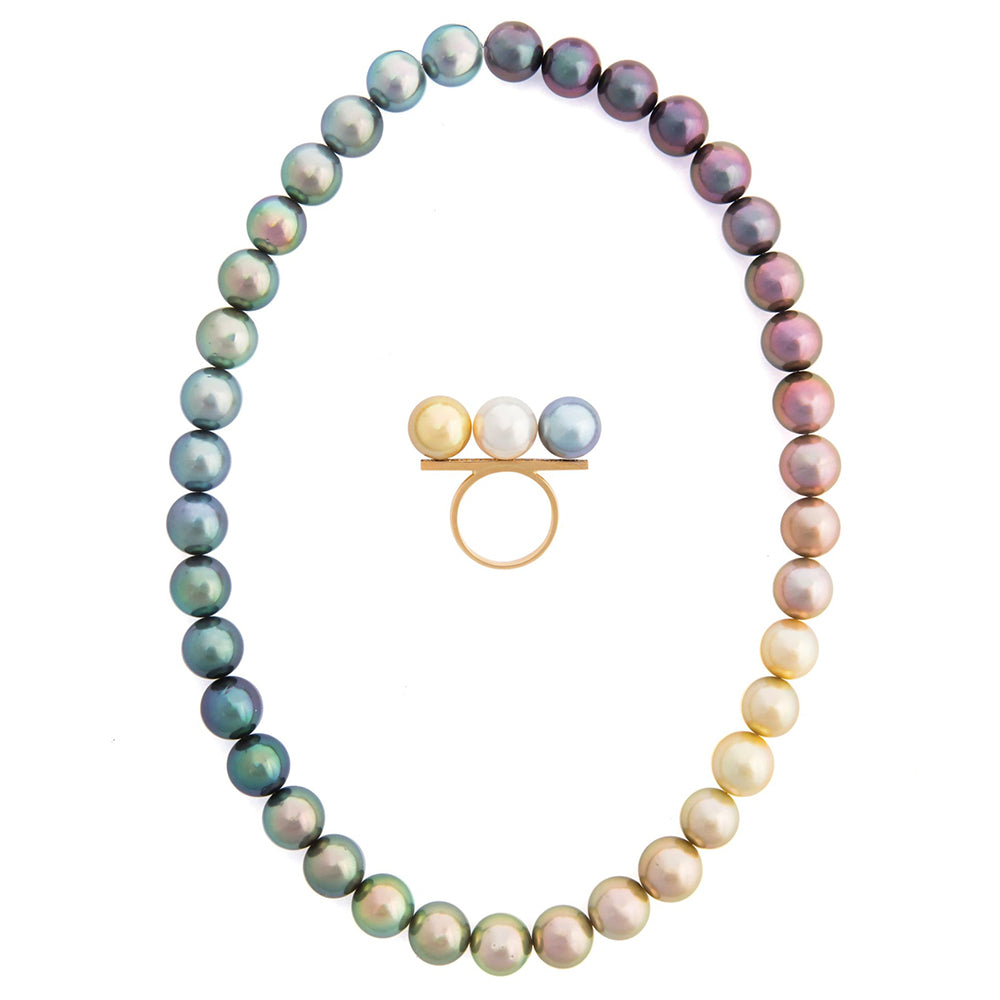 Pure Inspiration: Rainbow Ombre Tahitian Pearl Necklace by Elizabeth Blair