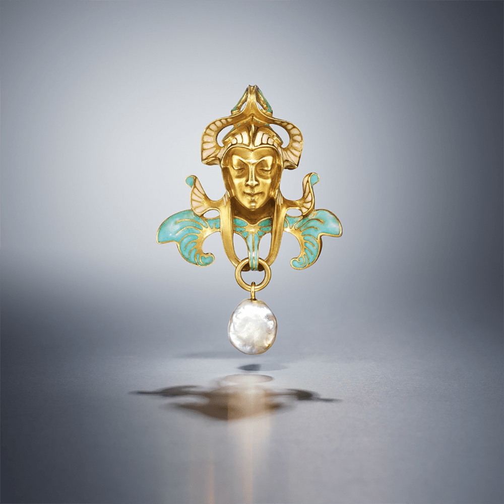 Best Pearls at Auction 2024: Jester Enamel and Pearl Brooch Renee Lalique Phillips