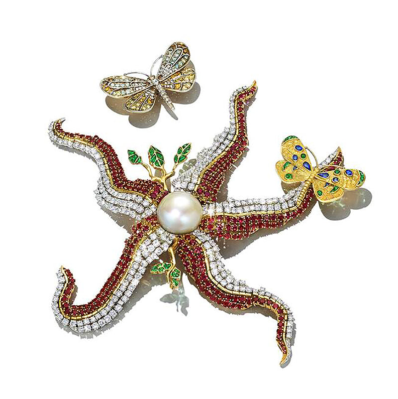 Pearl Jewelry Auctions 2023: Etoile del Mer Starfish Brooch Salvador Dali
