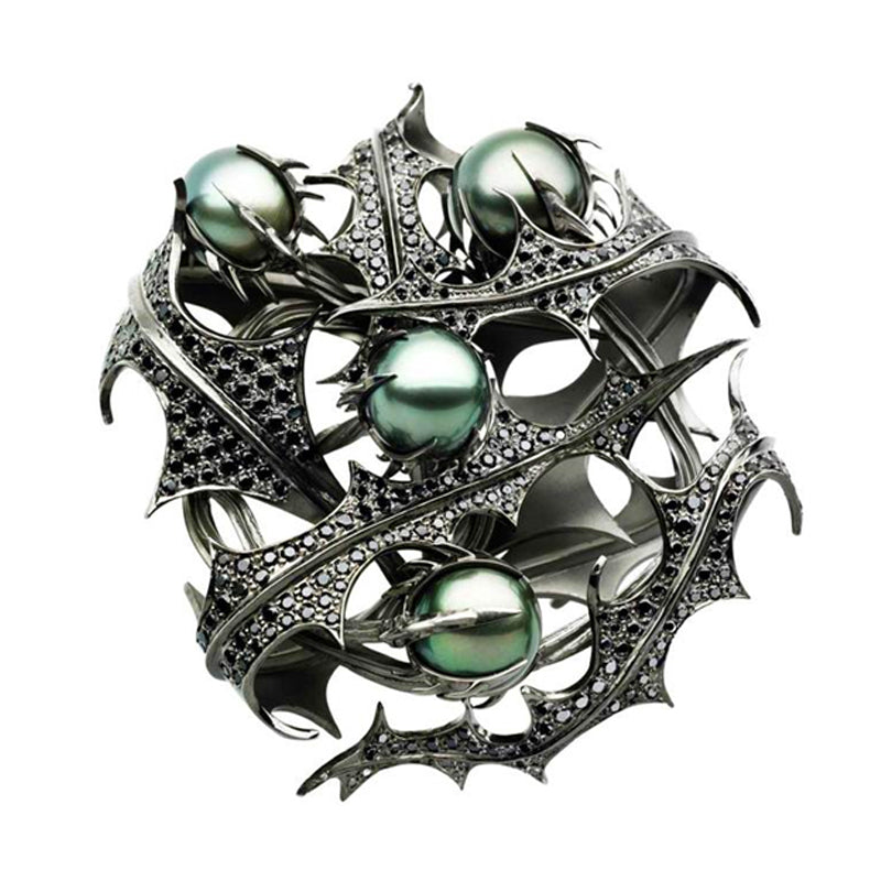 Shaun Leane Tahitian Pearl and Black Diamond Thistle Pendant