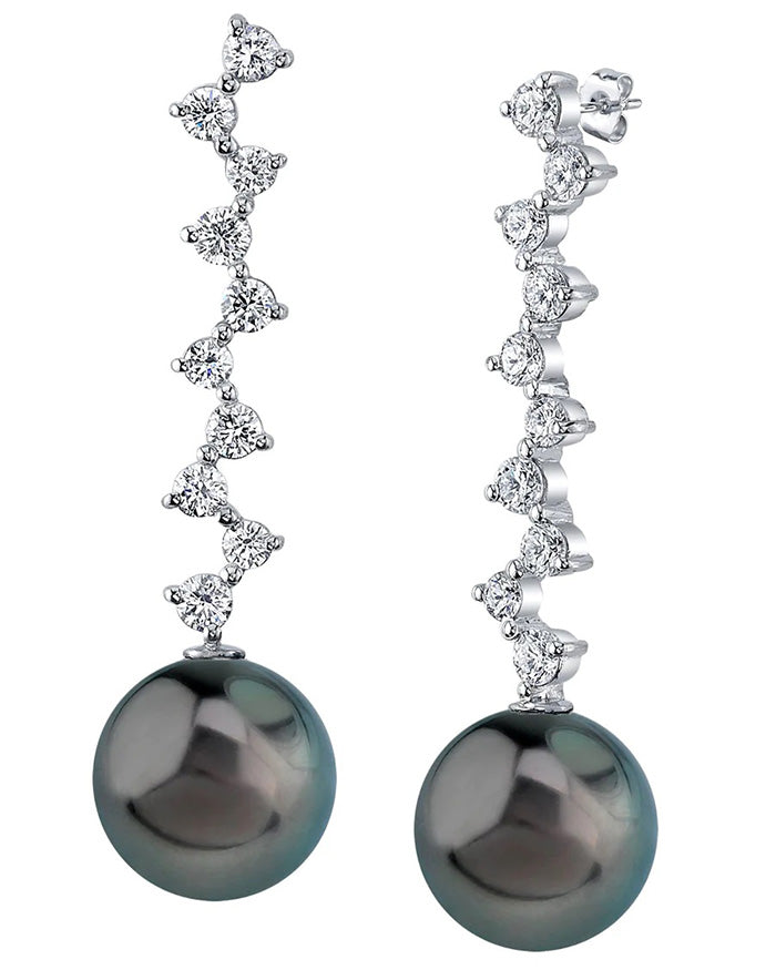 Pure Pearls Weekly Product Spotlight: Tahitian Pearl and Diamond Evasion Earrings