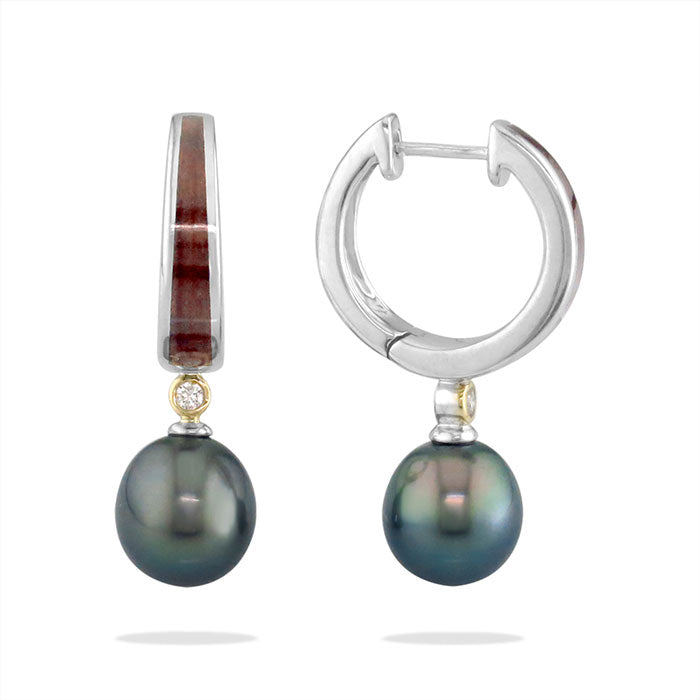 Pure Inspiration: Tahitian Pearl, Diamond and Wooden Hoop Earrings by Kabana