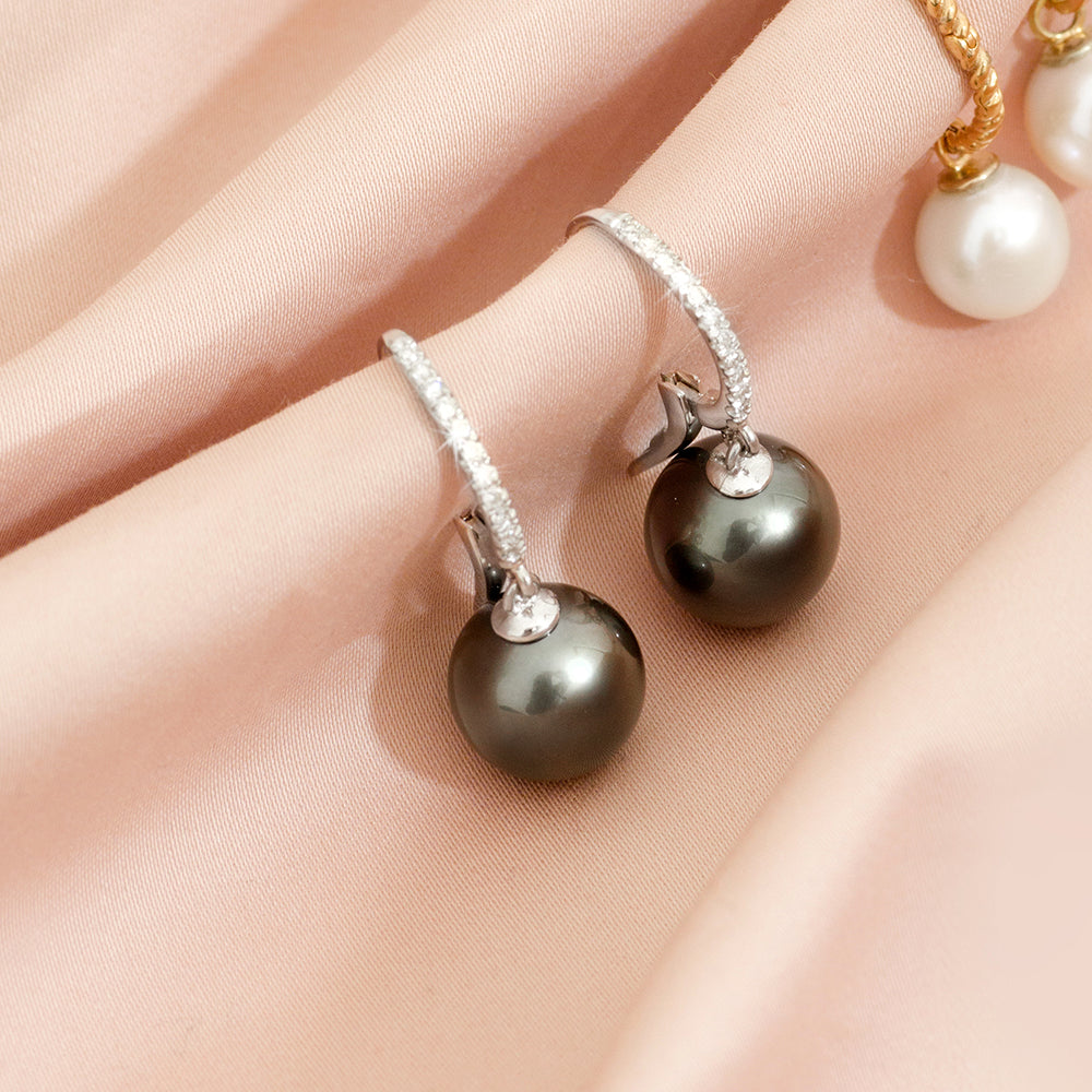 Tahitian Pearl and Diamond Earrings