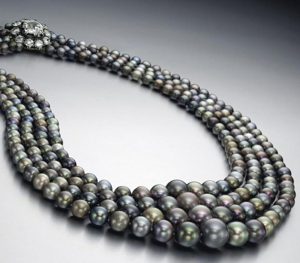 Top 10 Most Expensive Pearls in the World: Unnamed Natural Black Four-Strand Pearl Necklace