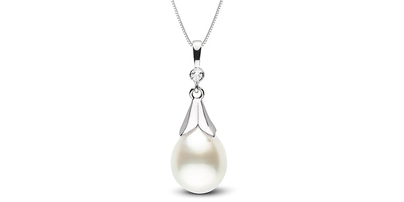White South Sea Pearl and Diamond Lily Pendant