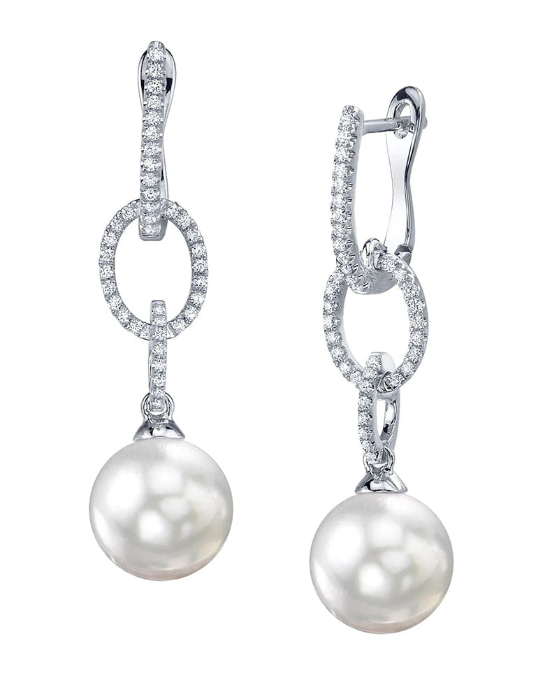 Weekly Pearl Jewelry Spotlight: White South Sea Pearl and Diamond Earrings