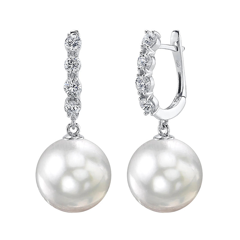 White South Sea Pearl & Diamond Artemis Earrings