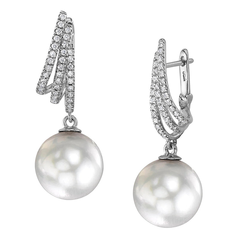 Pure Pearls Weekly Product Spotlight: White South Sea Pearl and Diamond Mogul Dangle Earrings