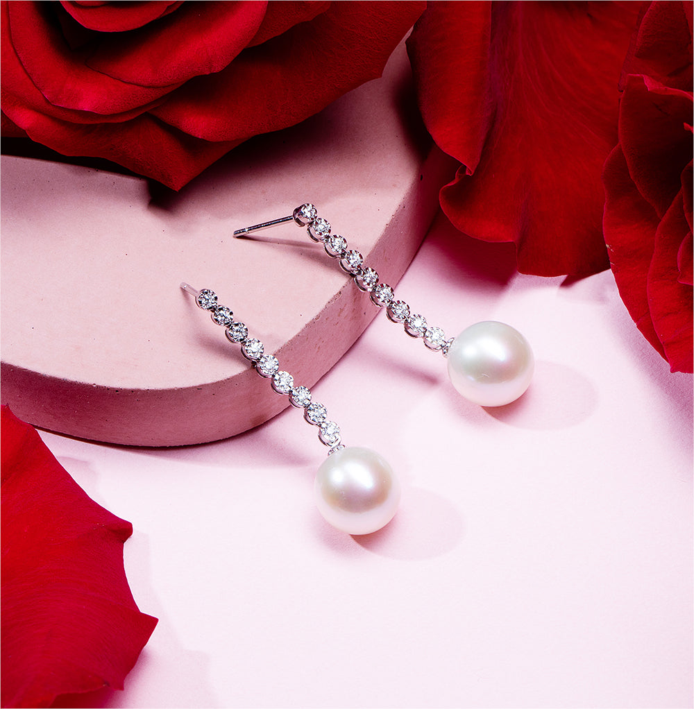 Pearl and Diamond Earrings Valentine's Day Gift Ideas
