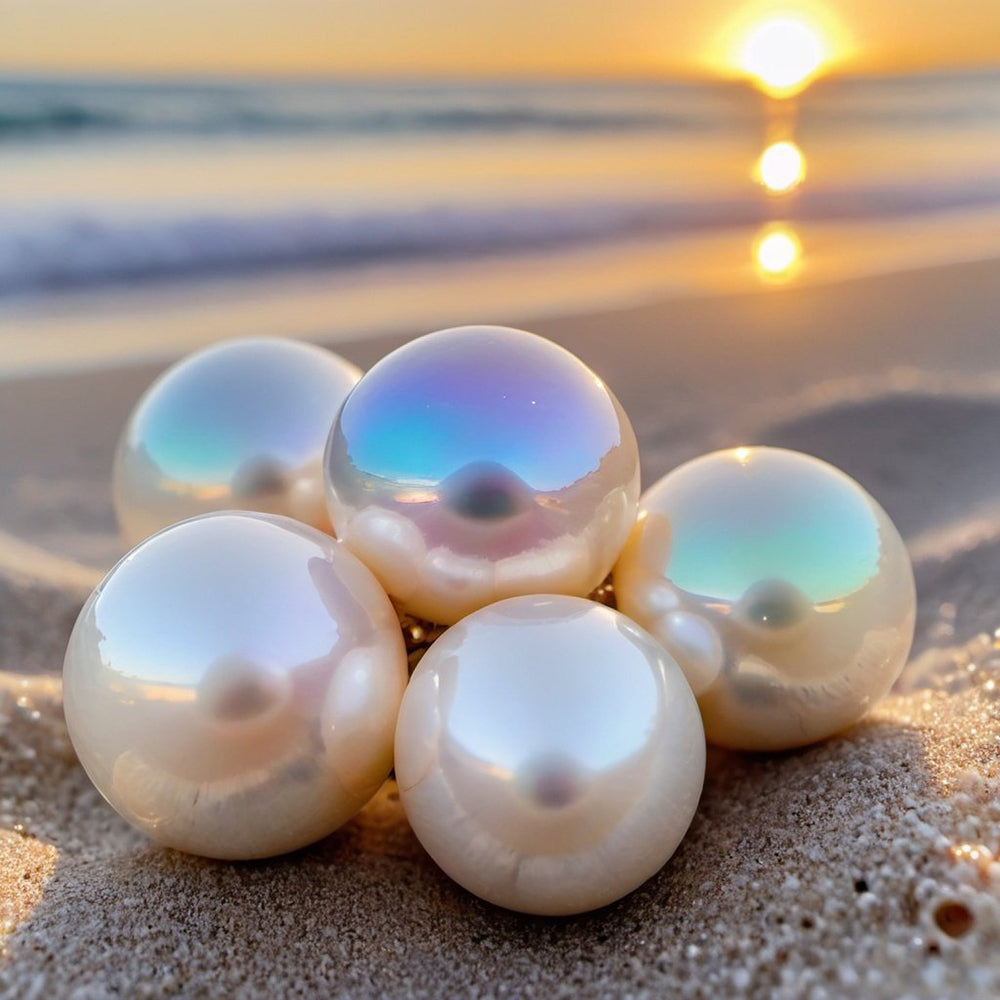Beautiful White South Sea Pearls on a Beach