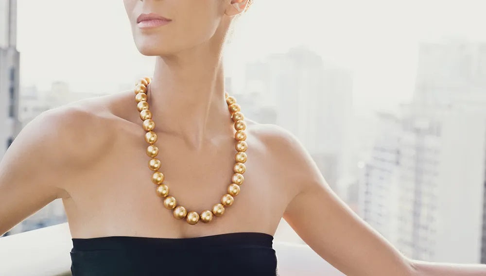 Largest Golden South Sea Pearl Necklace in the World