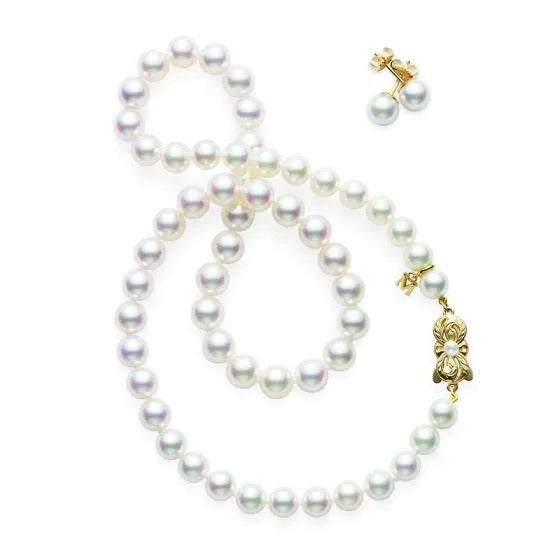 Mikimoto 18 Inch Akoya Cultured Pearl Two-Piece Gift Set in 18K Yellow Gold