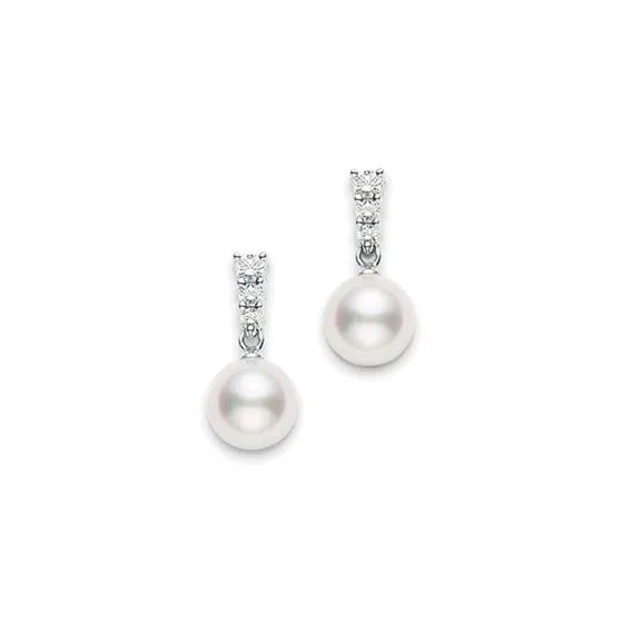 Mikimoto Morning Dew Akoya Cultured Pearl Earrings in 18K White Gold