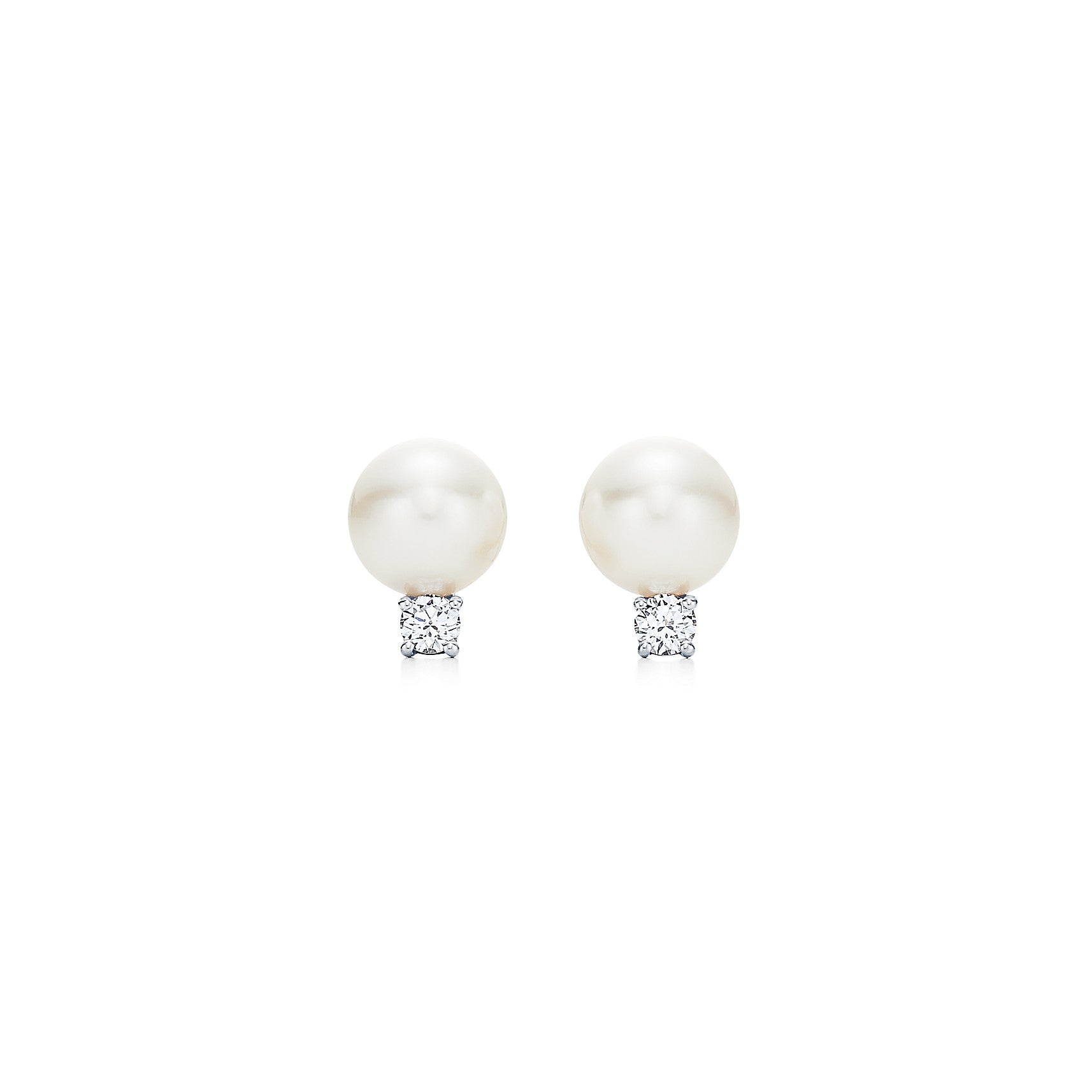 Tiffany Signature Pearls Stud Earrings in White Gold with Diamonds
