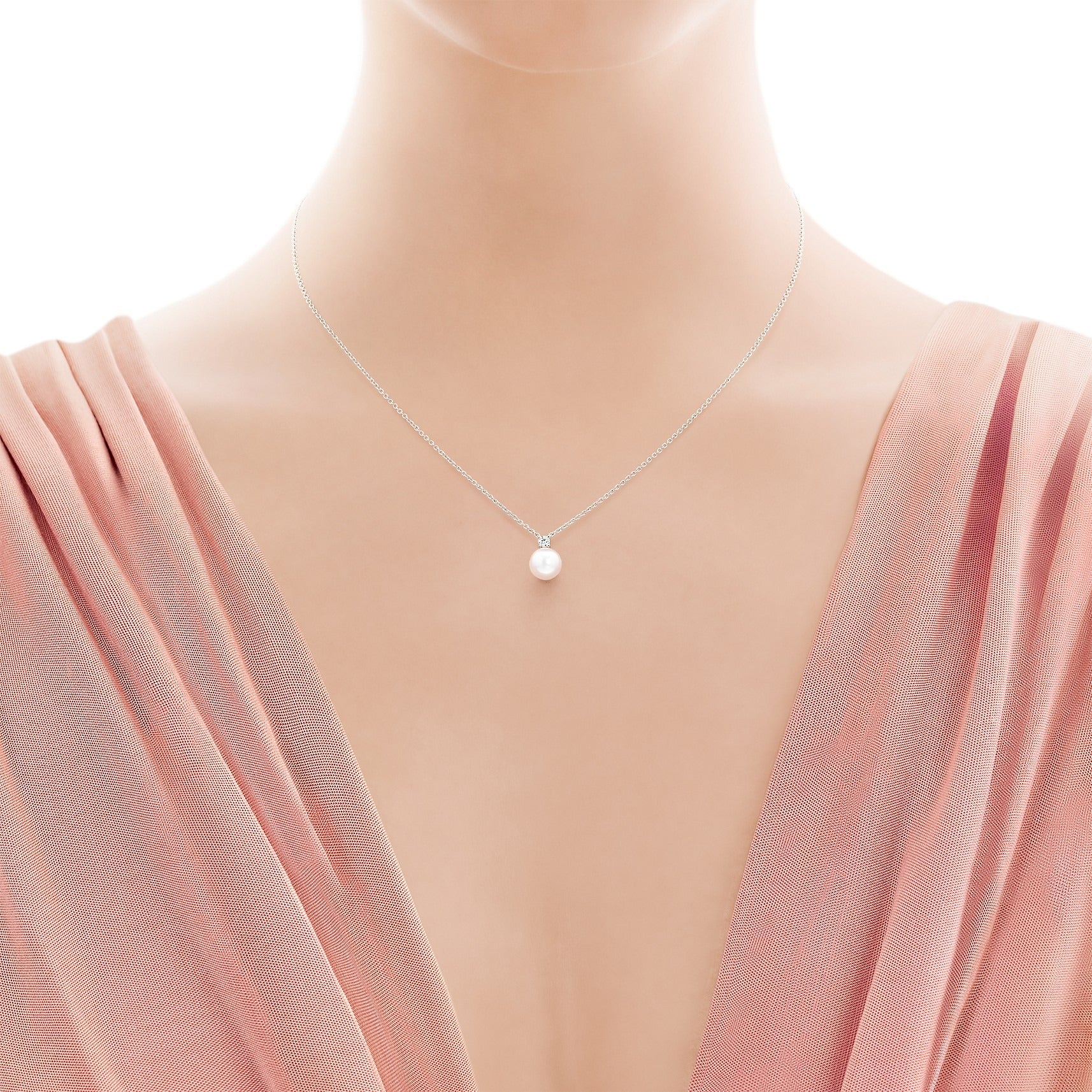 Model wearing Tiffany Signature Pearls Pendant