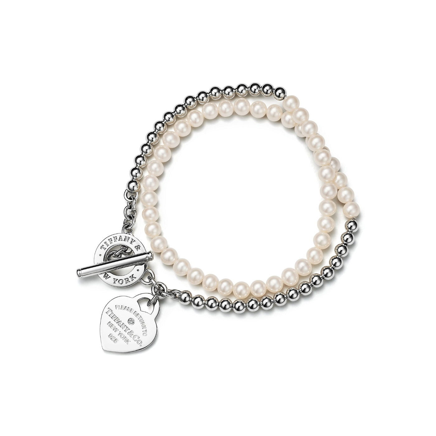 Wrap Bead Bracelet in Silver with Pearls and a Diamond from Tiffany