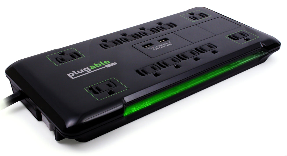 Plugable 12-Outlet Power Strip with 2-Port USB Charger Image 1