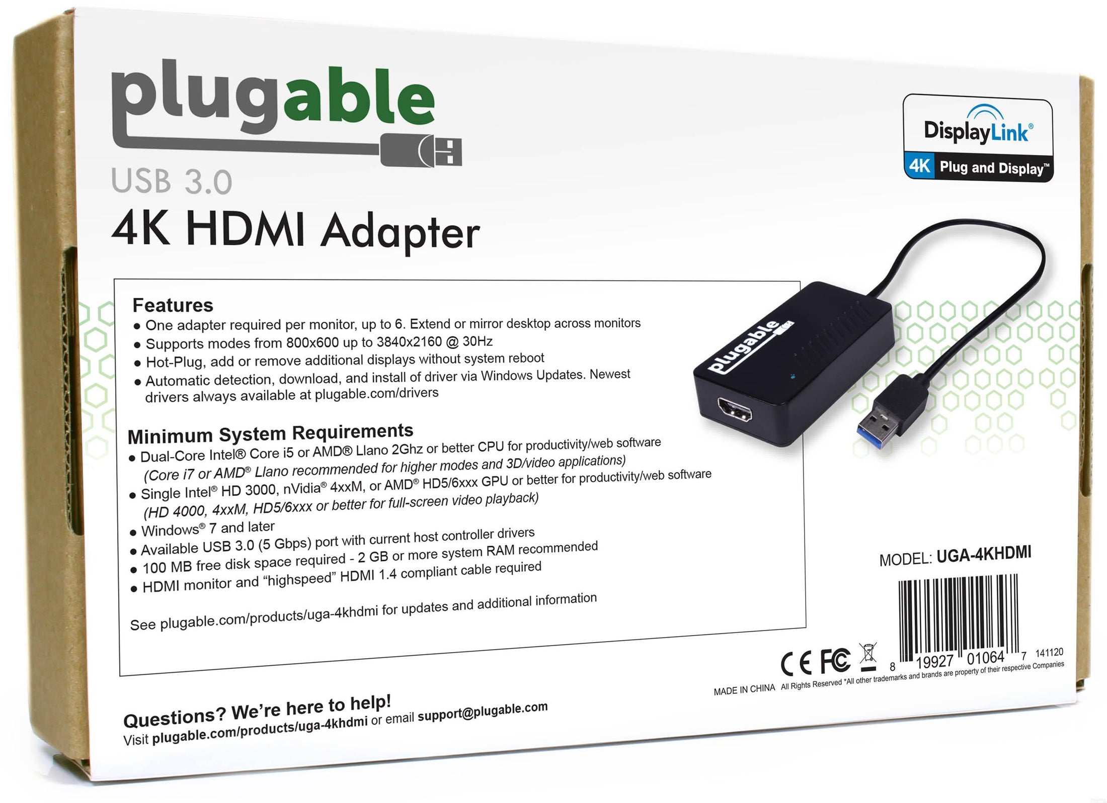 Kan beregnes tjenestemænd Lejlighedsvis Plugable USB 3.0 4K HDMI Adapter for Multiple Monitors – Plugable  Technologies
