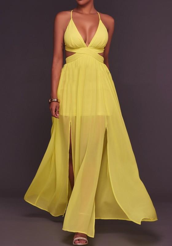 yellow flowy maxi dress