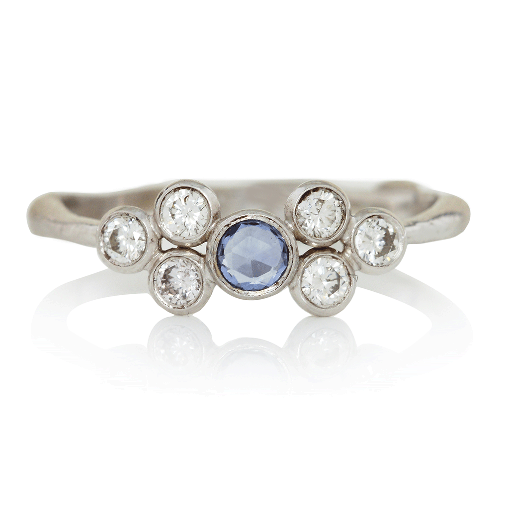 DIAMOND AND SAPPHIRE CLUSTER RING – Emily Amey Jewelry