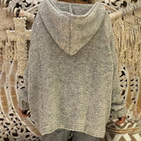 hooded plain loose long sleeve knitting sweaters