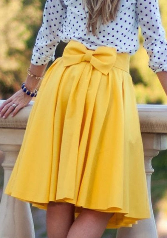 bowknot pleated full maxi skirt