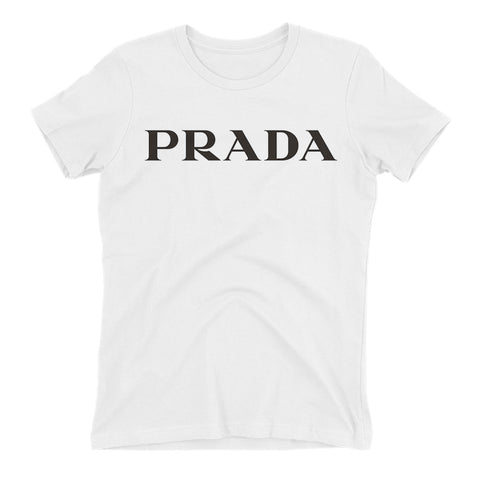 prada logo t shirt women's
