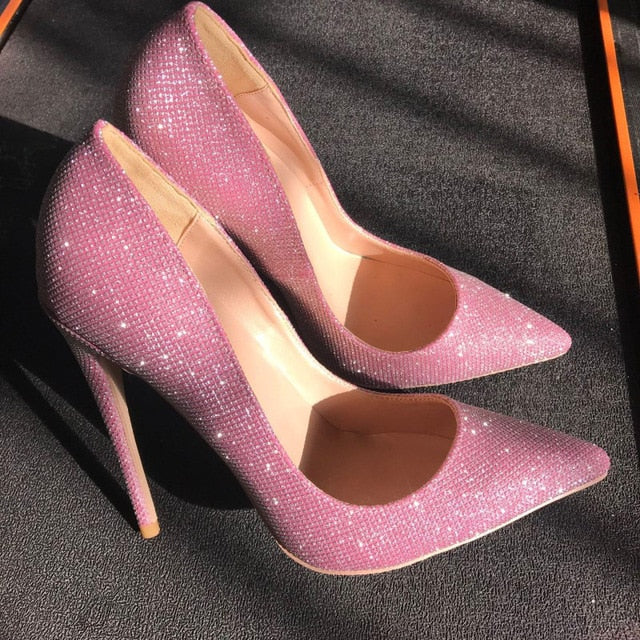 pink sparkly high heels