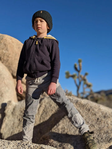 Finch in his Jackalo Ash lined pants in Joshua Tree