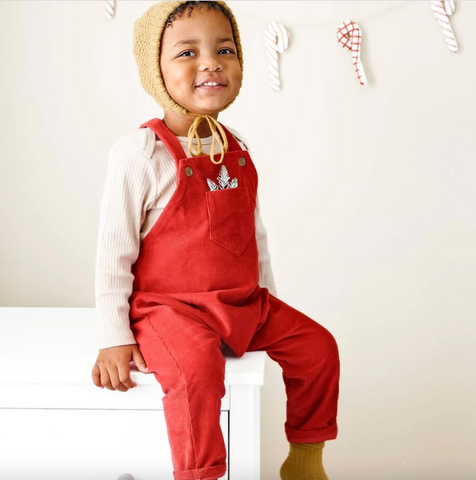 Beya Made Real Red Linen Overalls For Kids