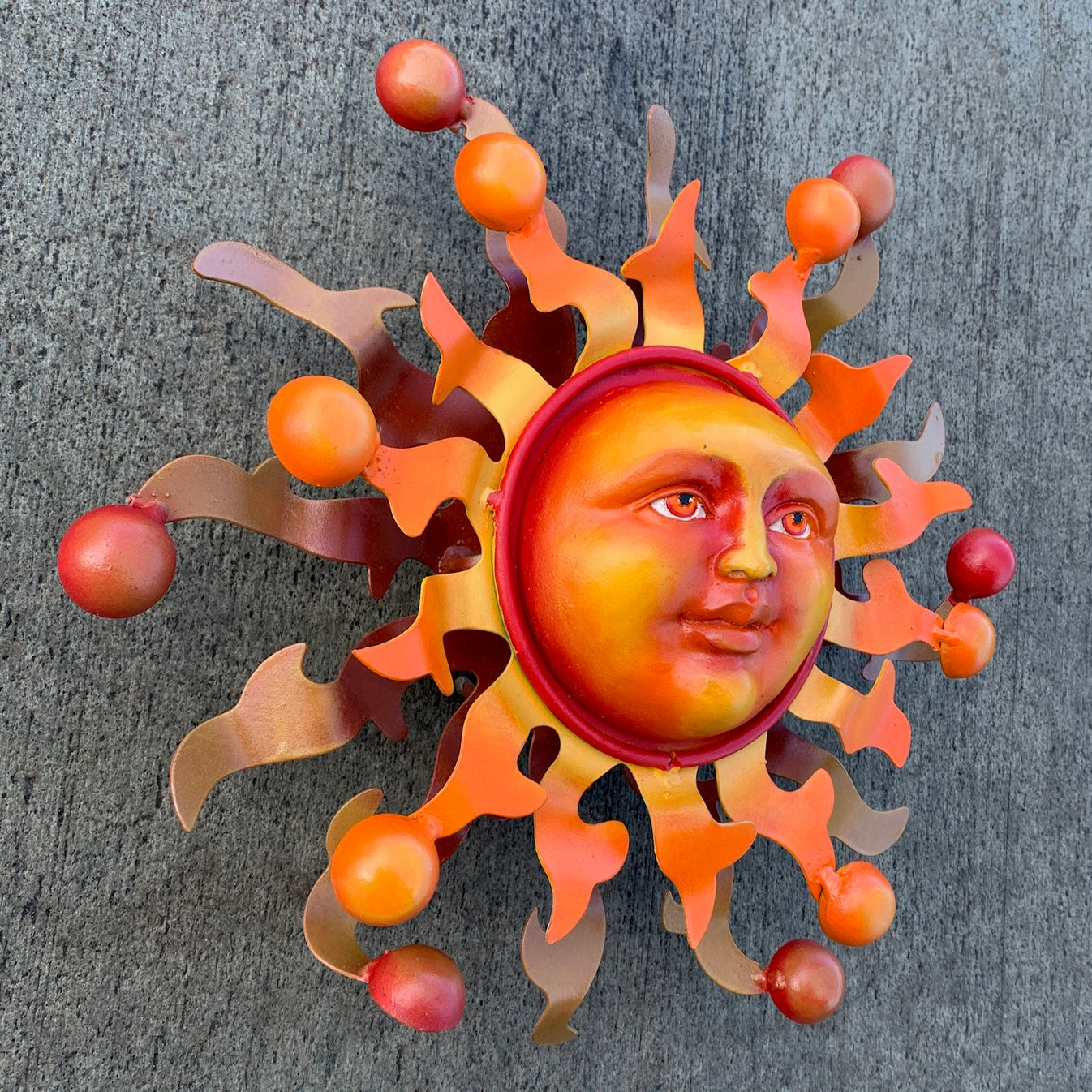 Radiant Warm Sun Handcrafted Sunface Garden Metal Art Mexdecor 8249